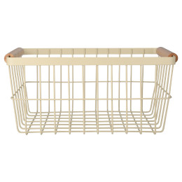 Estia Καλαθι Οργανωσης Allure Μεταλλικο με Ξυλινες Λαβες 33x22x15 Ivory