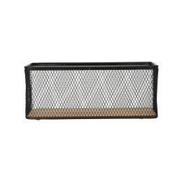 Estia Καλαθι Αποθηκευσης & Οργανωσης Wired Μεταλλικο 30.5x16.5x12.5cm Μαυρο με Βαση Ακακιας