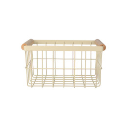Estia Καλαθι Οργανωσης Allure Μεταλλικο με Ξυλινες Λαβες 24x18x13  Ivory
