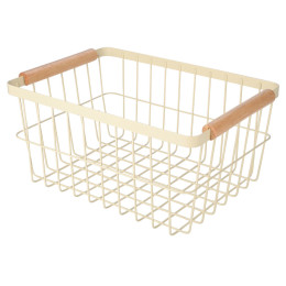 Estia Καλαθι Οργανωσης Allure Μεταλλικο με Ξυλινες Λαβες 33x22x15 Ivory