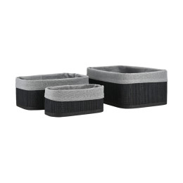 Estia Καλαθι Οργανωσης Bamboo Essentials me Επενδυση σετ 3τεμ. Μαυρο