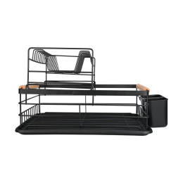 Estia Πιατοθηκη Bamboo Essentials Διωροφη Μεταλλικη Μαυρη με Bamboo Λαβες