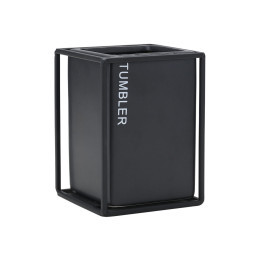 Estia Ποτηρακι Μπανιου Cage Κεραμικο Μαυρο με Μεταλλικο Πλαισιο