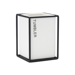 Estia Ποτηρακι Μπανιου Cage Κεραμικο Λευκο με Μεταλλικο Πλαισιο