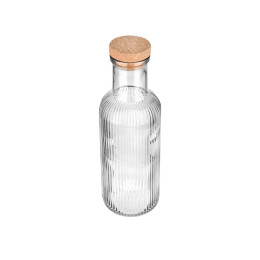 Estia Μπουκαλι Γυαλινο 1000ml Αναγλυφο με Φελλο Γκρι