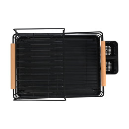 Estia Πιατοθηκη Bamboo Essentials Διωροφη Μεταλλικη Μαυρη με Bamboo Λαβες