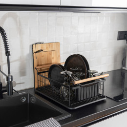 Estia Πιατοθηκη Bamboo Essentials Μεταλλικη με Λαβες 44x32x20cm Μαυρη