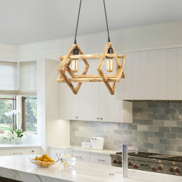 Φωτιστικό Οροφής Pedora Megapap e27 Ξύλινο Δίφωτο Χρώμα Φυσικό 40x22x80εκ.