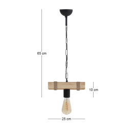 Φωτιστικό Οροφής Vero Megapap e27 Ξύλινο Μονόφωτο Χρώμα Φυσικό 25x8x65εκ.