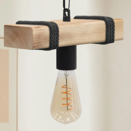 Φωτιστικό Οροφής Vero Megapap e27 Ξύλινο Μονόφωτο Χρώμα Φυσικό - Μαύρο 25x8x65εκ.
