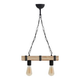 Φωτιστικό Οροφής Vero Megapap e27 Ξύλινο Δίφωτο Χρώμα Φυσικό - Μαύρο 40x8x65εκ.
