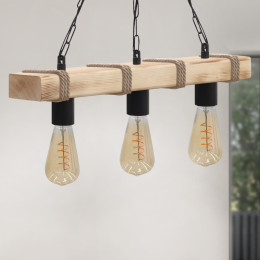 Φωτιστικό Οροφής Vero Megapap e27 Ξύλινο Τρίφωτο Χρώμα Φυσικό 50x8x65εκ.