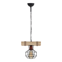 Φωτιστικό Οροφής Lumenia Megapap e27 Ξύλινο - Μεταλλικό Μονόφωτο Χρώμα Φυσικό - Μαύρο 25x14x80εκ.
