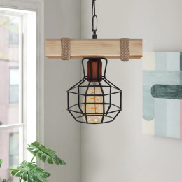 Φωτιστικό Οροφής Lumenia Megapap e27 Ξύλινο - Μεταλλικό Μονόφωτο Χρώμα Φυσικό - Μαύρο 25x14x80εκ.