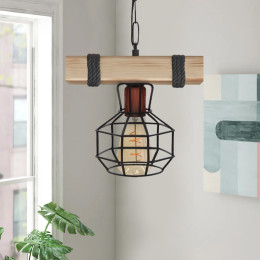 Φωτιστικό Οροφής Lumenia Megapap e27 Ξύλινο - Μεταλλικό Μονόφωτο Χρώμα Φυσικό - Μαύρο 25x14x80εκ.