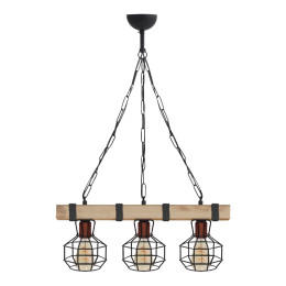Φωτιστικό Οροφής Lumenia Megapap e27 Ξύλινο - Μεταλλικό Τρίφωτο Χρώμα Φυσικό - Μαύρο 50x14x80εκ.