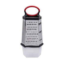 Τριφτης 6 Πλευρων Ανοξειδωτος 25cm με Πλαστικο Δοχειο