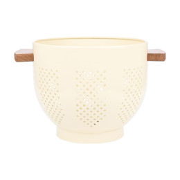 Estia Σουρωτηρι Ζυμαρικων Allure Ανοξειδωτο 22cm με Ξυλινες Λαβες Ivory