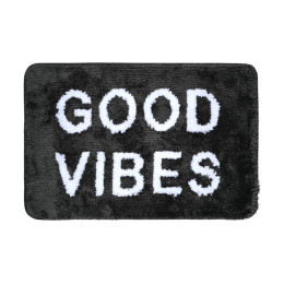 Estia Ταπετο Μπανιου Good Vibes 40x60cm 100% Μικροϊνες Μαυρο