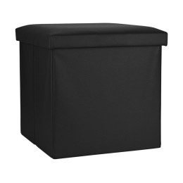 Estia Σκαμπο Cube Leather με Αποθηκευτικο Χωρο Μαυρο