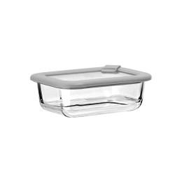 Estia Φαγητοδοχειο Colorseal Γυαλινο 370ml 16.3x12.3x6.2cm με Καπακι Σιλικονης Γκρι