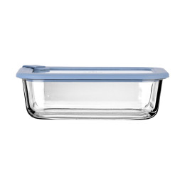 Estia Φαγητοδοχειο Colorseal Γυαλινο 1050ml 21.6x16.5x7.4cm με Καπακι Σιλικονης Μπλε