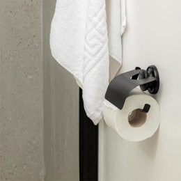 Estia Χαρτοθηκη Μεταλλικη με Βεντουζα Μαυρη