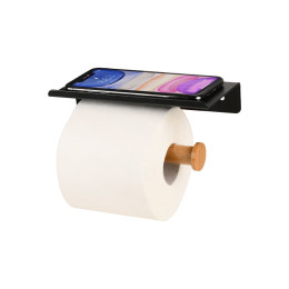 Estia Χαρτοθηκη Επιτοιχια Bamboo Essentials με Θεση για Κινητο Μεταλλικη Μαυρη