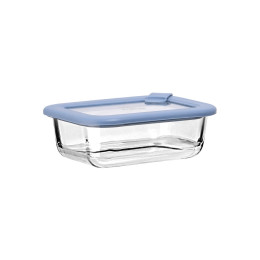 Estia Φαγητοδοχειο Colorseal Γυαλινο 370ml 16.3x12.3x6.2cm με Καπακι Σιλικονης Μπλε