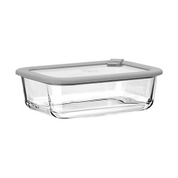 Estia Φαγητοδοχειο Colorseal Γυαλινο 1050ml 21.6x16.5x7.4cm με Καπακι Σιλικονης Γκρι