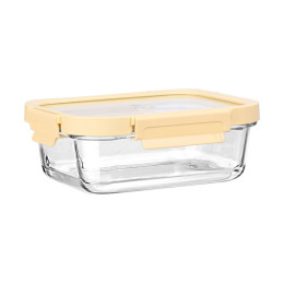 Estia Φαγητοδοχειο Click&seal Γυαλινο 1050ml 21.6x16.5x7.4cm με Καπακι Πλαστικο Ivory