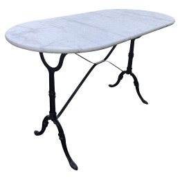 Τραπέζι Κήπου ArteLibre OVALIS Λευκό/Μαύρο Μάρμαρο/Μέταλλο 120x60x71cm