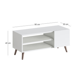 Έπιπλο Τηλεόρασης Parma Megapap Χρώμα Λευκό 90x30x40εκ.