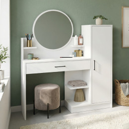 Τουαλέτα με Καθρέπτη Andera Megapap Χρώμα Λευκό 123,9x35x144,4εκ.