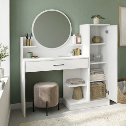 Τουαλέτα με Καθρέπτη Andera Megapap Χρώμα Λευκό 123,9x35x144,4εκ.