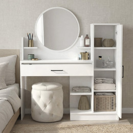 Τουαλέτα με Καθρέπτη Andera Megapap Χρώμα Λευκό 123,9x35x144,4εκ.