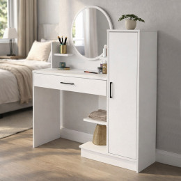 Τουαλέτα με Καθρέπτη Andera Megapap Χρώμα Λευκό 123,9x35x144,4εκ.