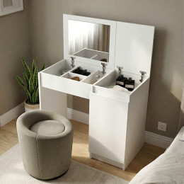 Τουαλέτα με Καθρέπτη Huma Megapap Χρώμα Λευκό 90x45x118,2εκ.