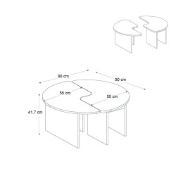 Τραπεζάκι Σαλονιού σετ 2 τμχ Dorena Megapap Χρώμα Sencron Black Ø90x41,7εκ.