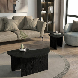 Τραπεζάκι Σαλονιού σετ 2 τμχ Dorena Megapap Χρώμα Sencron Black Ø90x41,7εκ.