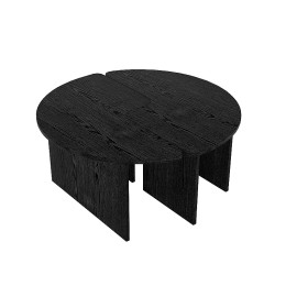 Τραπεζάκι Σαλονιού σετ 2 τμχ Dorena Megapap Χρώμα Sencron Black Ø90x41,7εκ.