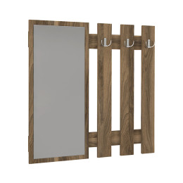 Κρεμάστρα Τοίχου με Καθρέπτη Folin Megapap Χρώμα Καρυδί 90x4x90εκ.