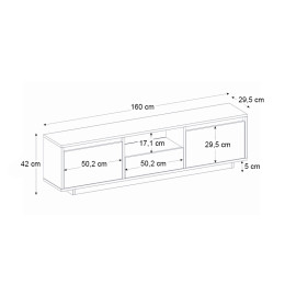 Έπιπλο Τηλεόρασης Lumbera Megapap Χρώμα Sencron Black 160x29,5x42εκ.