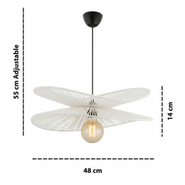 Φωτιστικό Οροφής Dafodil Megapap e27 από Σχοινί Μονόφωτο Χρώμα Λευκό Ø48x55εκ.