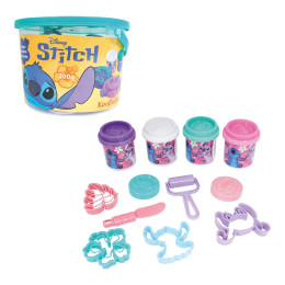 AS Πλαστελίνη Disney Stitch Κουβαδάκι Με 4 Βαζάκια Και 8 Εργαλεία 200g 3+ Χρονών