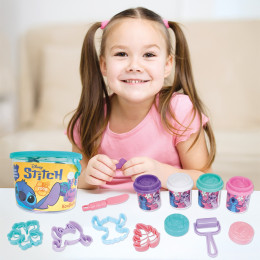 AS Πλαστελίνη Disney Stitch Κουβαδάκι Με 4 Βαζάκια Και 8 Εργαλεία 200g 3+ Χρονών