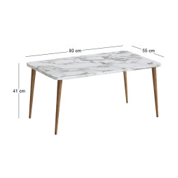 Τραπεζάκι Σαλονιού Plane Megapap Χρώμα Λευκό εφέ Μαρμάρου 90x55x41εκ.