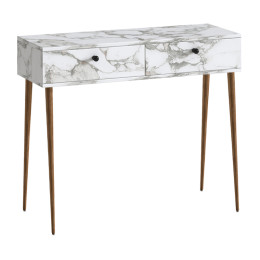 Κονσόλα Alis Megapap Χρώμα Λευκό εφέ Μαρμάρου 110x29x88εκ.