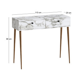 Κονσόλα Alis Megapap Χρώμα Λευκό εφέ Μαρμάρου 110x29x88εκ.