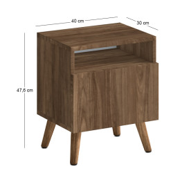 Κομοδίνο Sole Megapap Χρώμα Καρυδί 40x30x47,6εκ.